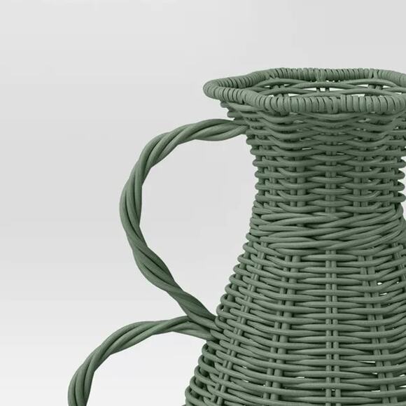 Threshold NWT Coastal Small Rattan Vase Green - Picture 2 of 11